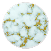 白とスタイリッシュ金ゴールド大理石 |カスタム セラミックノブ (正面)