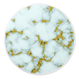 白とスタイリッシュ金ゴールド大理石 |カスタム セラミックノブ