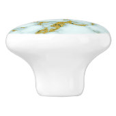 白とスタイリッシュ金ゴールド大理石 |カスタム セラミックノブ (側面)