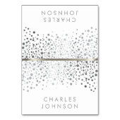 白とスタイリッシュ銀の紙吹雪ドット |座席表 テーブルナンバー (正面)