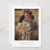 白とセージのエレガント文字と写真 | ウェディング 招待状 (正面)