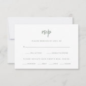 白とセージのスクリプモダント |の結婚食事の選択 出欠カード (正面)