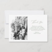 白とセージイタリアンエレガンス2枚の結婚写真 サンキューカード (裏面)