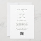 白とセージエレガント文字写真QRコー結婚ド 招待状 (裏面)