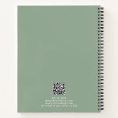 白とセージ緑のインテリアシンプルデザインロゴ ノートブック (裏面)