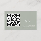 白とセージ緑結婚の詳細Qrコード エンクロージャーカード (裏面)