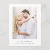 白とセージ | 写真エレガント日付の保存 案内ポストカード (正面)