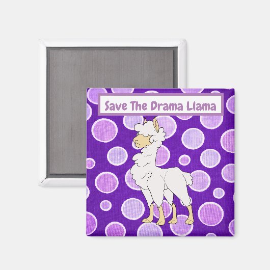 白とタンのカーリーヘアラマの水玉模様 マグネット (正面/裏面)