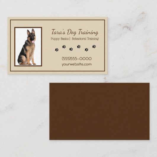 白とタンの手が犬の訓練ペット犬を印刷 名刺 (正面/裏面)
