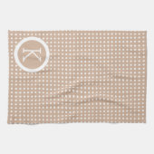 白とタンの水玉模様パターン キッチンタオル (横)