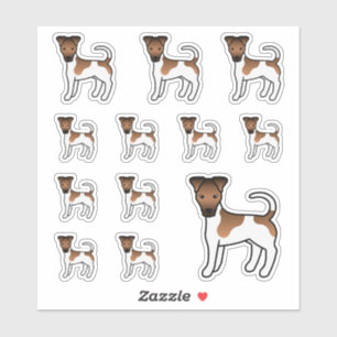 白とタン色のスムース・フォックス・テリア かわいいキャラクター 犬 シール