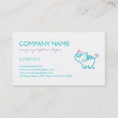 白とターコイズのベビーゾウとフラワーブシ 名刺 (裏面)