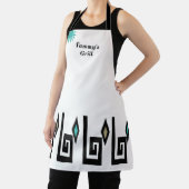 白とターコイズの幾何学的アステカスタイルエプロン エプロン (インサイチュ)