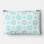 白とターコイズの繊細なデイジー、ドットのパターン アクセサリーポーチ (裏面)