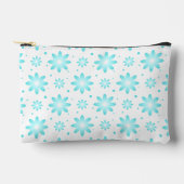 白とターコイズの繊細なデイジー、ドットのパターン アクセサリーポーチ (正面)