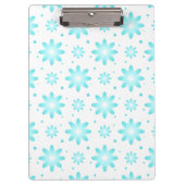 白とターコイズの繊細なデイジー、ドットのパターン クリップボード (正面)