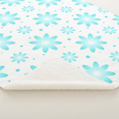 白とターコイズの繊細なデイジー、ドットのパターン シェルパブランケット (3/4)