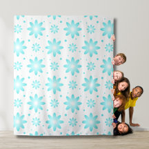 白とターコイズの繊細なデイジー、ドットのパターン