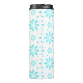 白とターコイズの繊細なデイジー、ドットのパターン タンブラー (裏面)