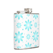 白とターコイズの繊細なデイジー、ドットのパターン フラスク (右)
