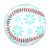 白とターコイズの繊細なデイジー、ドットのパターン 野球ボール (正面左)