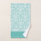 白とターコイズ バスタオルセット (ハンドタオル)