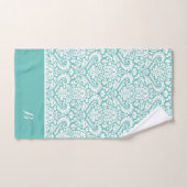 白とターコイズ バスタオルセット (ハンドタオル)