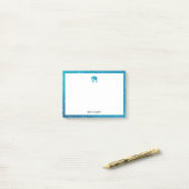 白とティール（緑がかった色）グリッター象縁ど&名付き ポストイット (デスク上)