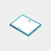 白とティール（緑がかった色）グリッター象縁ど&名付き ポストイット (アングル)