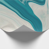 白とティール（緑がかった色）抽象芸術絵画 ラッピングペーパー (角)
