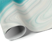 白とティール（緑がかった色）抽象芸術絵画 ラッピングペーパー (ロールコーナー)