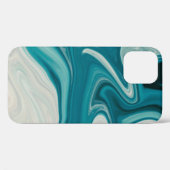 白とティール(緑がかった色)抽象芸術絵画 Case-Mate iPhoneケース (裏面 (横))