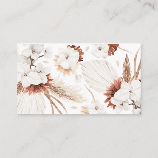 白とテラコッタのフローラ結婚のウェブサイトカード 名刺 (裏面)