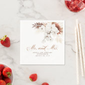 白とテラコッタの花ミセス結婚ズ スタンダードカクテルナプキン (インサイチュ)