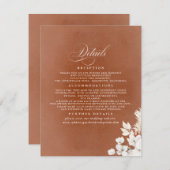 白とテラコッタ結婚の花の詳細 エンクロージャーカード (正面/裏面)