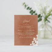 白とテラコッタ結婚の花の詳細 エンクロージャーカード (スタンド正面)
