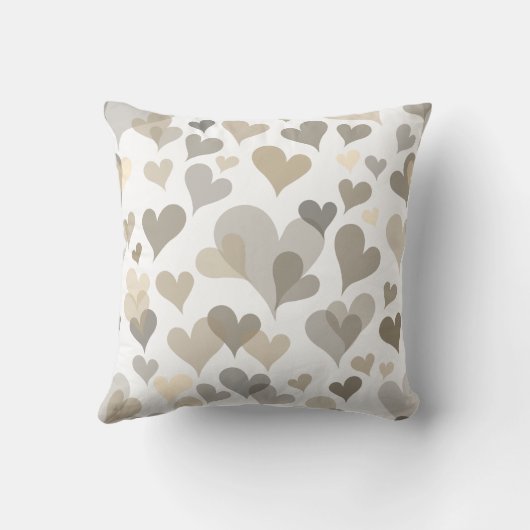 白とトープのハートパターエレガントンガーリーかわいい クッション (裏面)