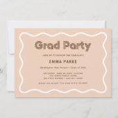 白とニュートラルなディスコ テキストと写真の卒業パーティー 案内状 (裏面)