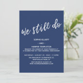 白とネイビーの手書きアニバーサリー 招待状 (スタンド正面)