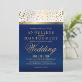 白とネイビーブルーと金ゴールドドット – 招待状 (スタンド正面)