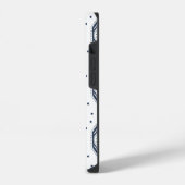  白とネイビーブルーの六角形パターン  iPhoneケース (左側面)