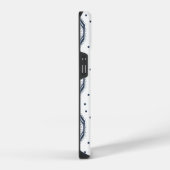 白とネイビーブルーの六角形パターン  iPhoneケース (右側面)