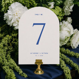 白とネイビーブルーの結婚式テーブルナンバーカード 招待状