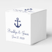 白とネイビーブルーの航海の結婚式の引き出物ボックス フェイバーボックス (正面サイド)