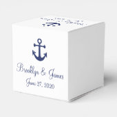 白とネイビーブルーの航海の結婚式の引き出物ボックス フェイバーボックス (裏面サイド)