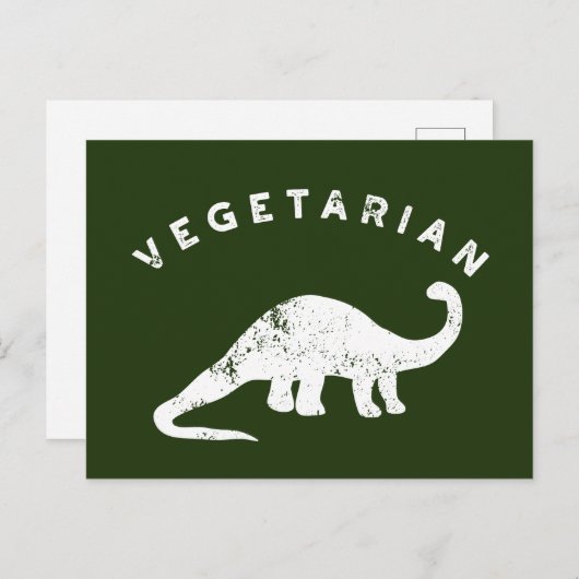 白とハンター緑のベジタリアン恐竜 ポストカード (正面/裏面)