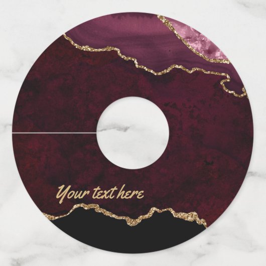 白とバラの金ゴールドアガートワイングラスラベル ワイングラスタグ (正面)