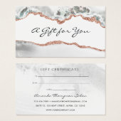 白とバラの金ゴールドアゲートのビジネスのギフトカード (正面&裏面)