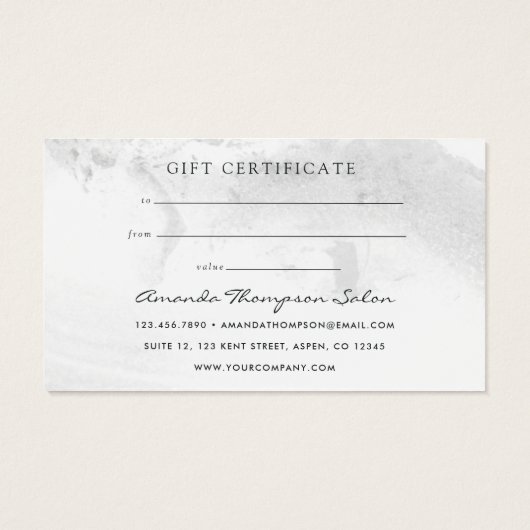 白とバラの金ゴールドアゲートのビジネスのギフトカード (裏面)