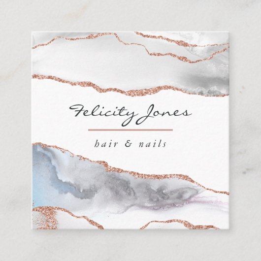 白とバラの金ゴールドエージェントの名刺 スクエア名刺 (正面)